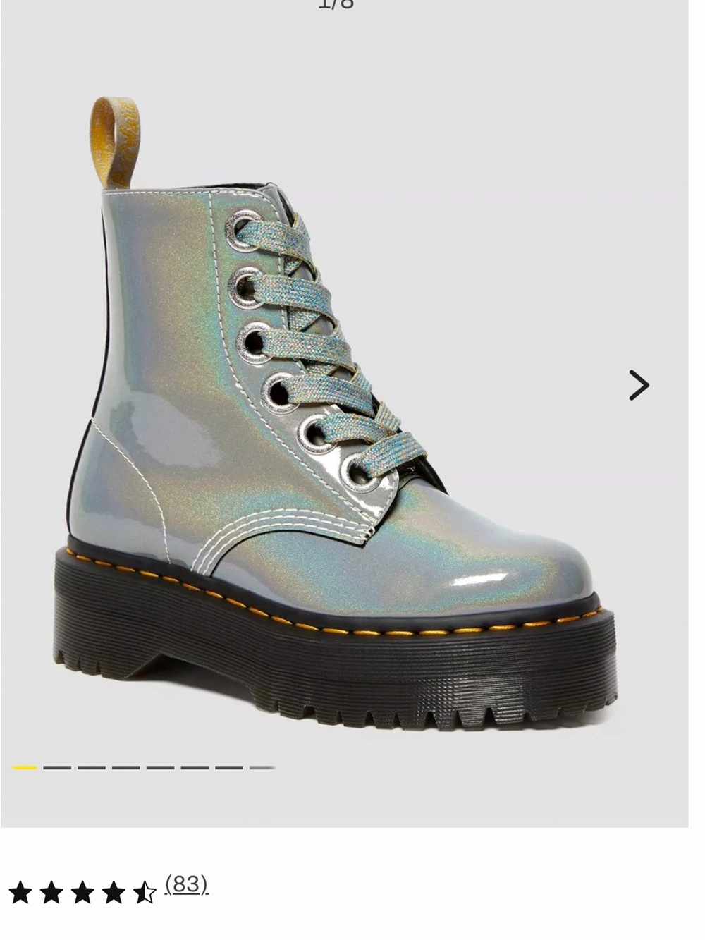 Dr Martens Holographic Platform - Iridescent Silver boot